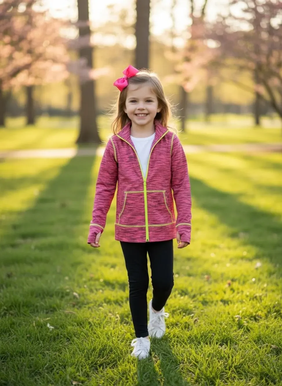 Z by Zella Girls Pink Full Zip Athletic Jacket Size L Activewear Hoodie Coat